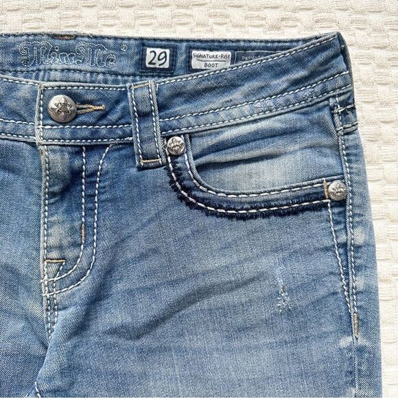 Miss Me Womens Size 29 Signature Rise Boot Cut Jeans Embellished Back Pockets - Picture 5 of 14